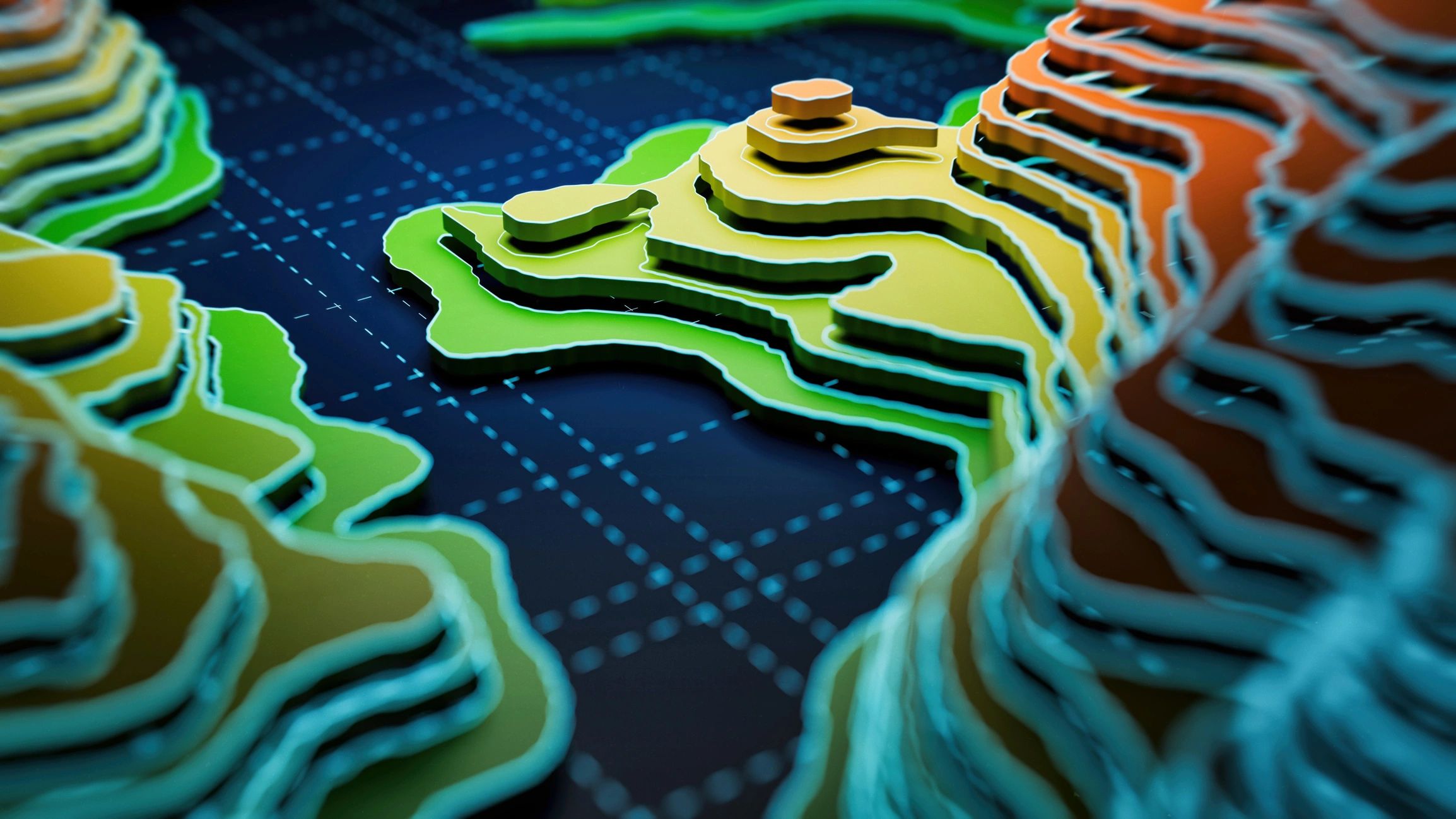Abstract structural model visualization representing subsurface interpretation